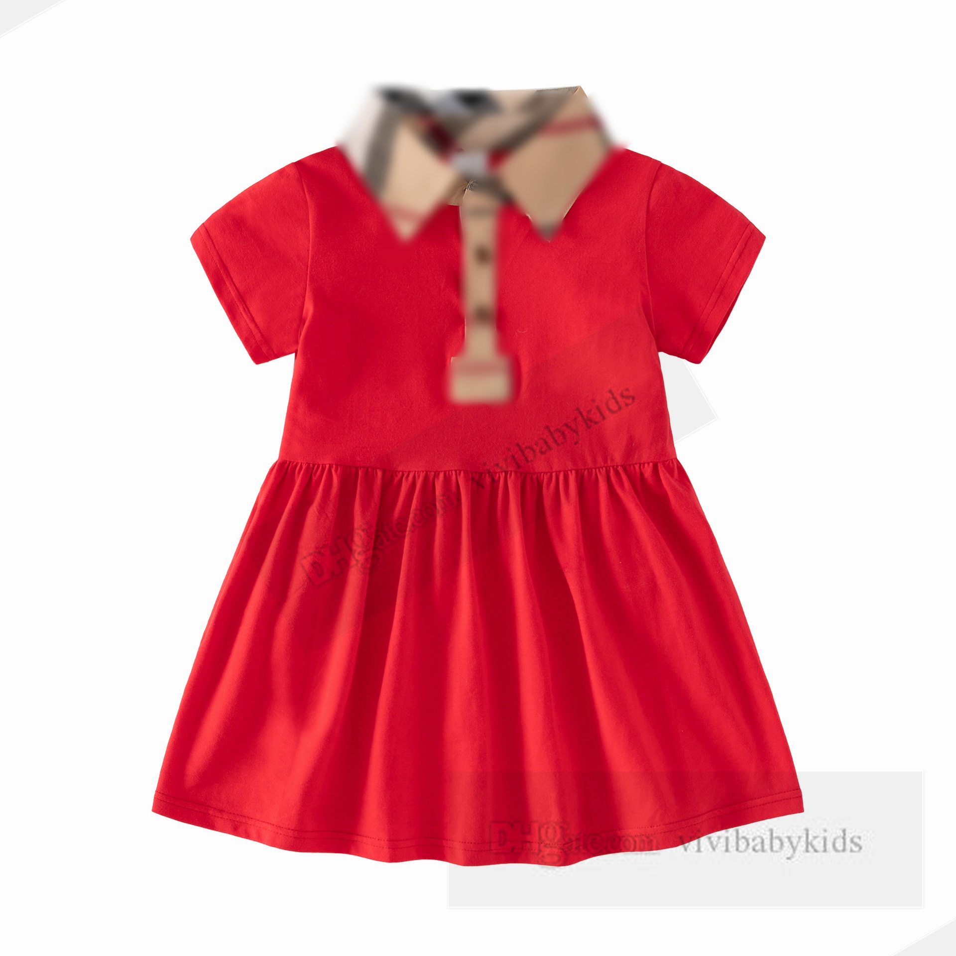 Дизайнерские клетчатые платья для маленьких девочек, летние детские платья принцессы с короткими рукавами с лацканами в консервативном стиле, детская хлопковая одежда Z7405