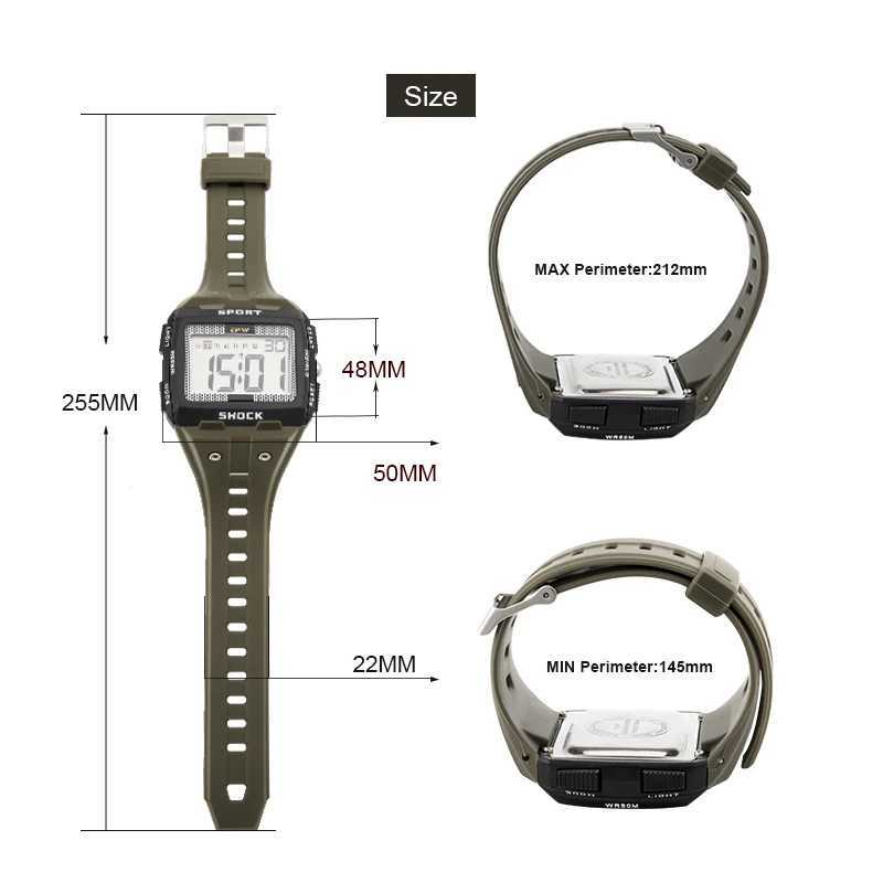 Wristwatches Sports Watches Big Dial Multifunction Watch Waterproof Digital Men Watch Sturdy Wrist Watch Mens Clock Reloj Hombre 24329