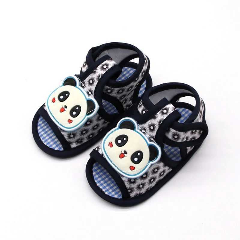 Sandales Chaussures d'été pour bébé, jolies sandales entièrement imprimées avec motif de Panda mignon, décor pour nouveau-né, semelle souple en coton, antidérapantes, pour les premiers pas 240329