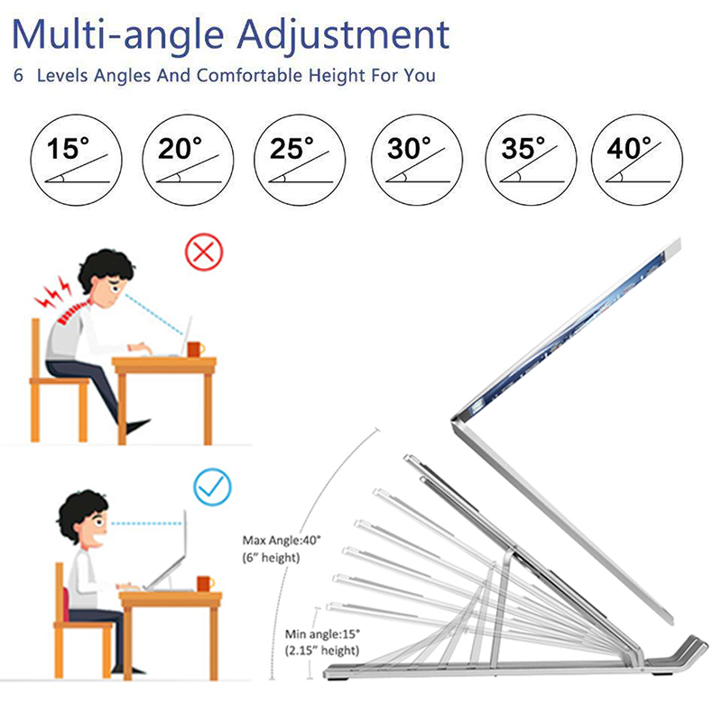 CASEiST Aluminum Alloy Adjustable Laptop Stand Ergonomic Foldable height Riser Notebook PC Tablet Holder Mount Lazy Bracket Desk Bed Couch For MacBook iPad 18" inch