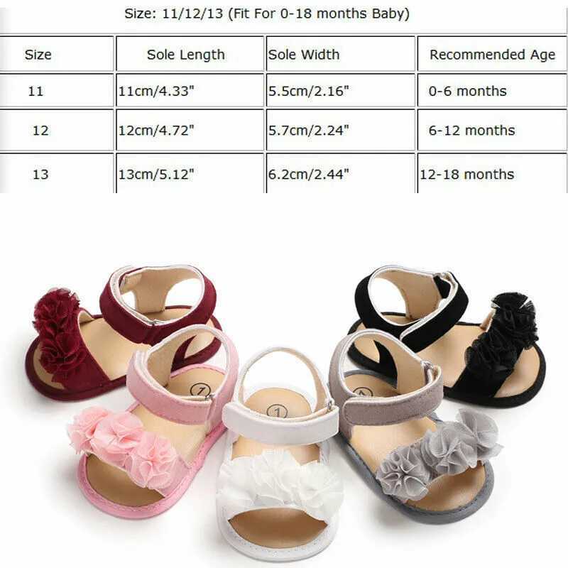 Sandaler Pudcoco Pretty Newborn Kid Baby Girl Flower Spets Sandaler Tappar Flatskor Summer Casual Crib Shoes First Prewalker 0-18m 240329