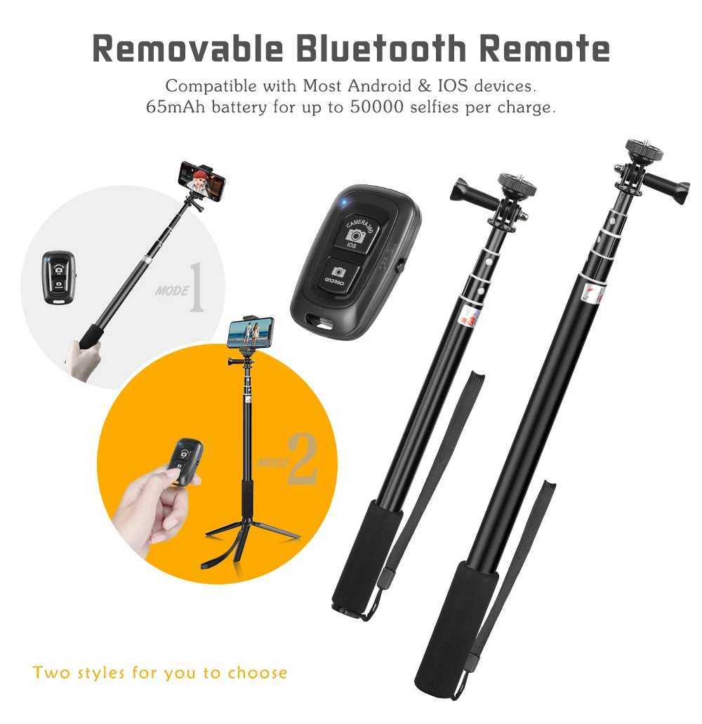 Selfie Monopods SH 90/150 cm Regulowane selfie Stick z bezprzewodowym kompatybilnym Bluetooth i klipsem do smartfona na żywo na żywo YouTube Outdoor 24329