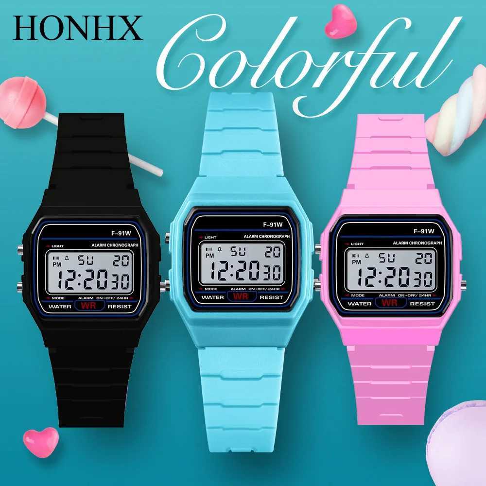 ساعة Wristwatches Pink Children Digital Watches Silicone Strap Boys Girls Electronic Watch chronograph Allar Cute Students LED Clock Montre Enfant 24329