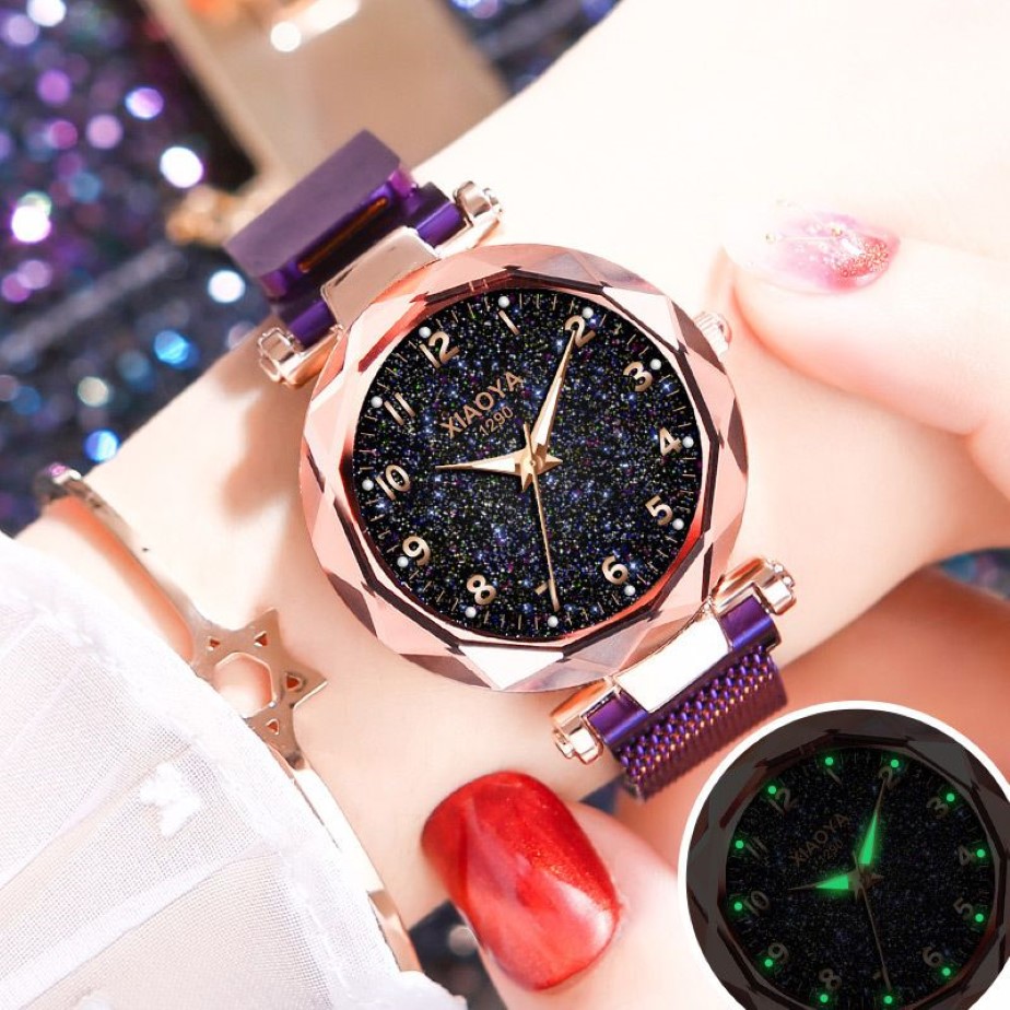 2019 Starry Sky Watches女性ファッションマグネットウォッチレディースゴールデンアラビア腕時計レディーススタイルブレスレットクロックY19286M