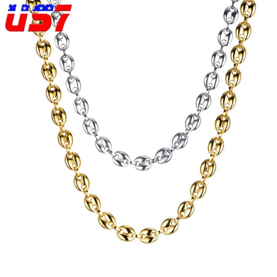 Collier de créateur bijoux de luxe grains de café chaîne à maillons 11MM pour hommes chaîne de corde en acier inoxydable mode Hip hop252f