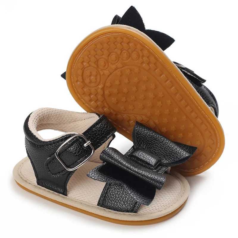 Sandálias infantis sapatos de bebê moda sandálias bonito bebê menina sapatos criança apartamentos sandálias de verão bowknot macio anti-deslizamento prewalker 240329