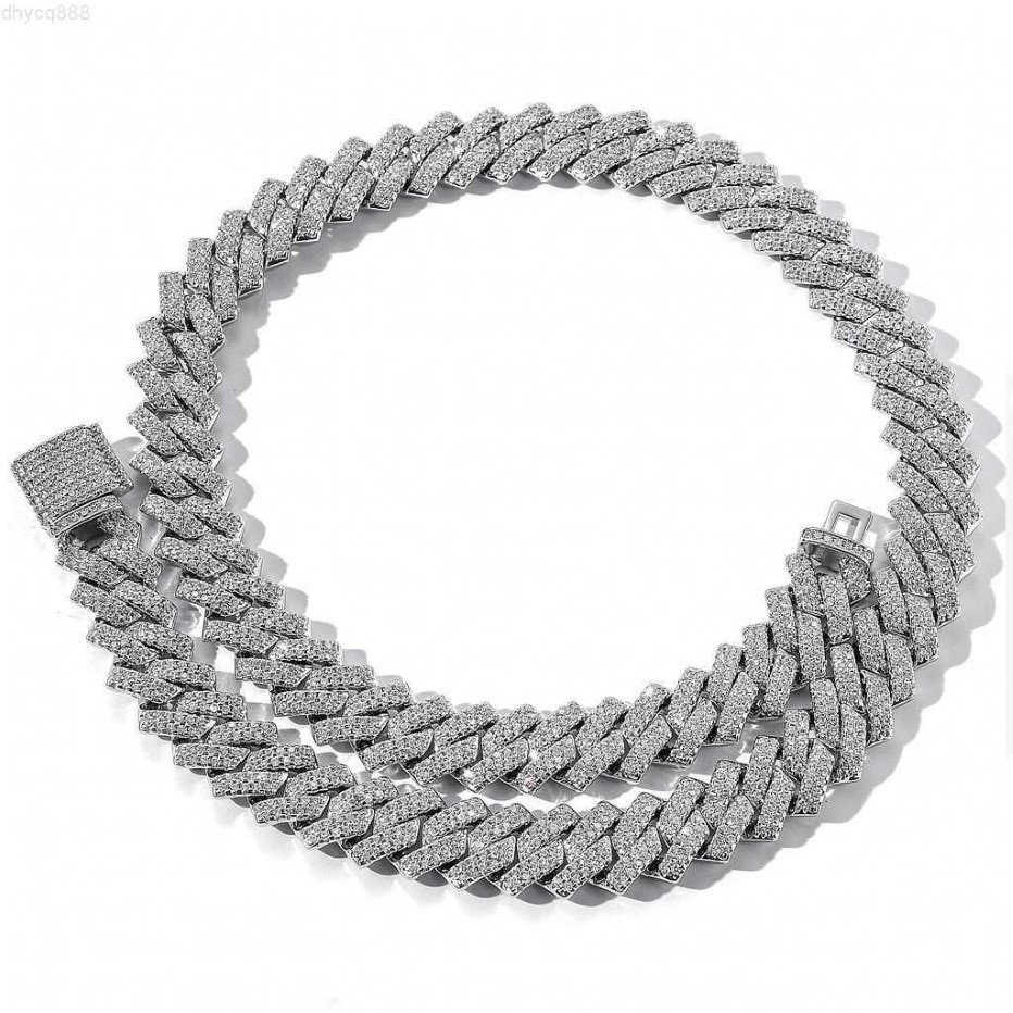 Anpassad hiphophalsband män smycken 20mm båge 925 silver 18k guldpläterad is ut 4 rader moissanite diamant kubansk länk kedja287y