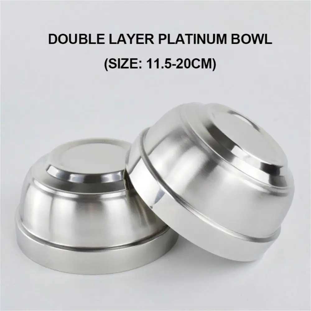 Camp Kitchen Anti Scalding Bowls 304 Stainless Steel Double-layer Thick Durable Soup Rice Bowls Kindergarten Childrens Canteen Bowl 240329