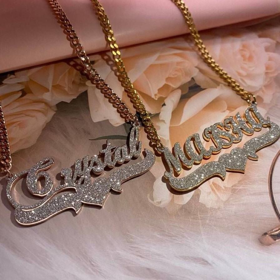 Gepersonaliseerde Naam Ketting Aangepaste Bling S Goud Rvs Cubaanse Ketting Choker Voor Vrouwen Sieraden Gift 220722246k