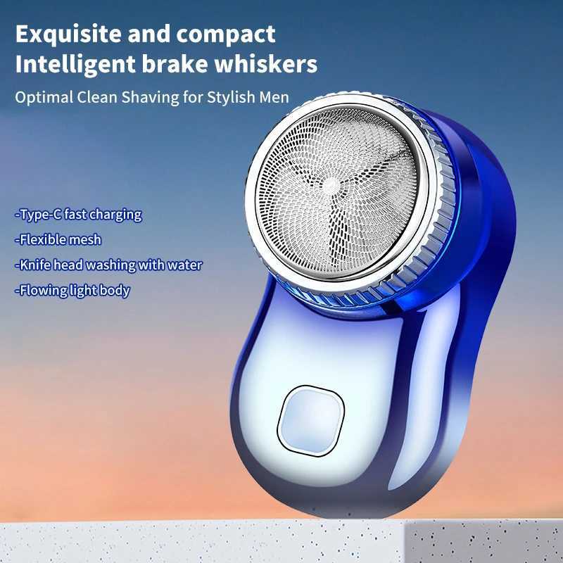 Electric Shavers Portable Mini Electric Beard Shaving Machine USB Type-C Laddning för män Våt torrt ansikte Skägg rakappkniv 240329