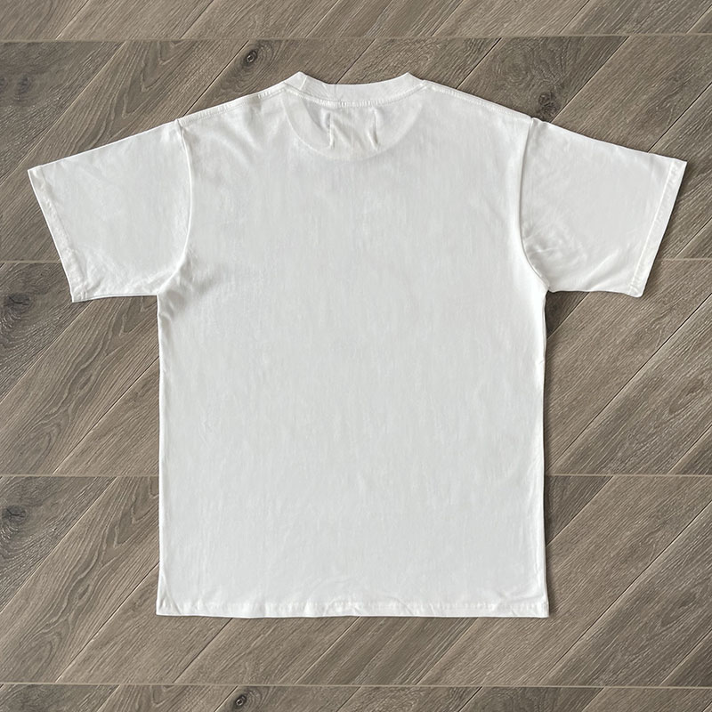 T-shirt blanc pour hommes et femmes, imprimé à manches courtes, 24ss, Photos réelles