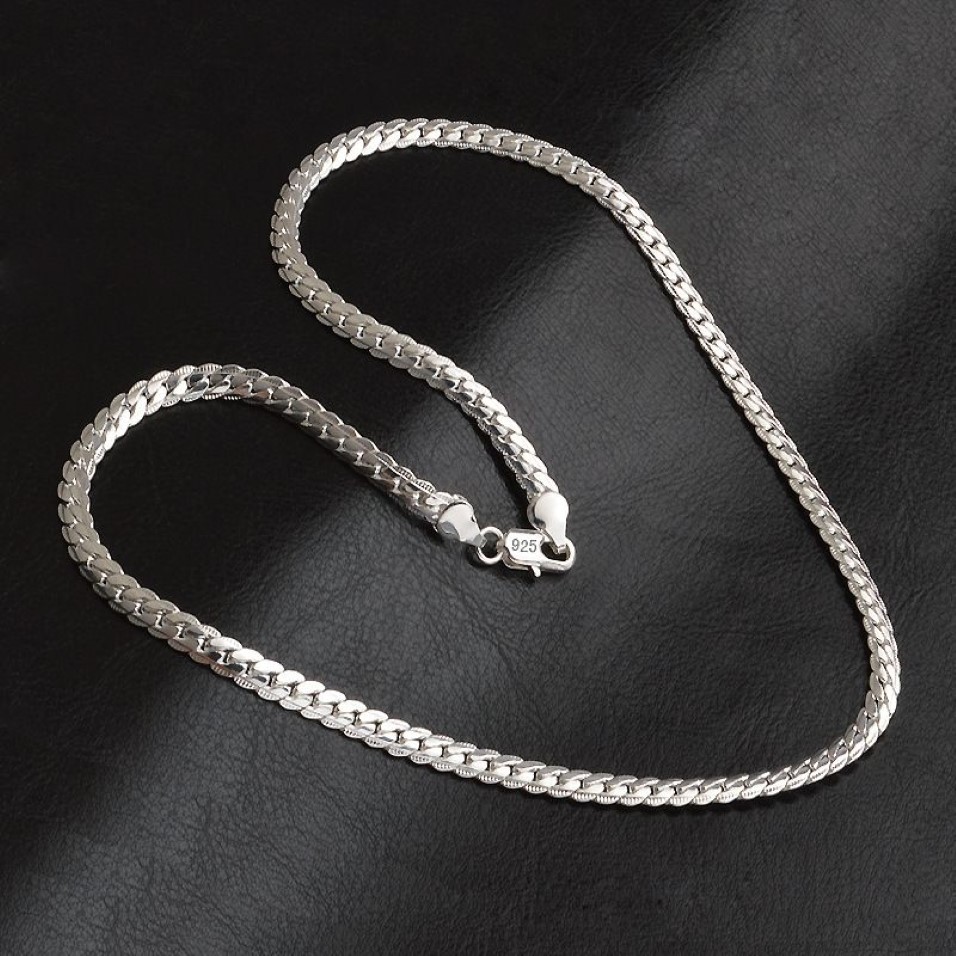 20 Zoll 5MM Trendy Männer 925 Silber Halskette Kette Für Frauen Party Mode Silber Figaro Kette Halskette Junge Accessories2991