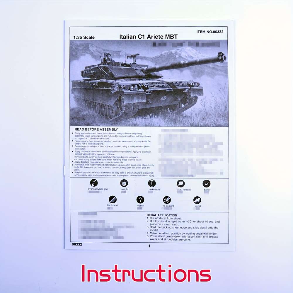 Trumpeter 00332 1/35 Italian C1 Ariete MBT Tank Static Plastic Model Kit