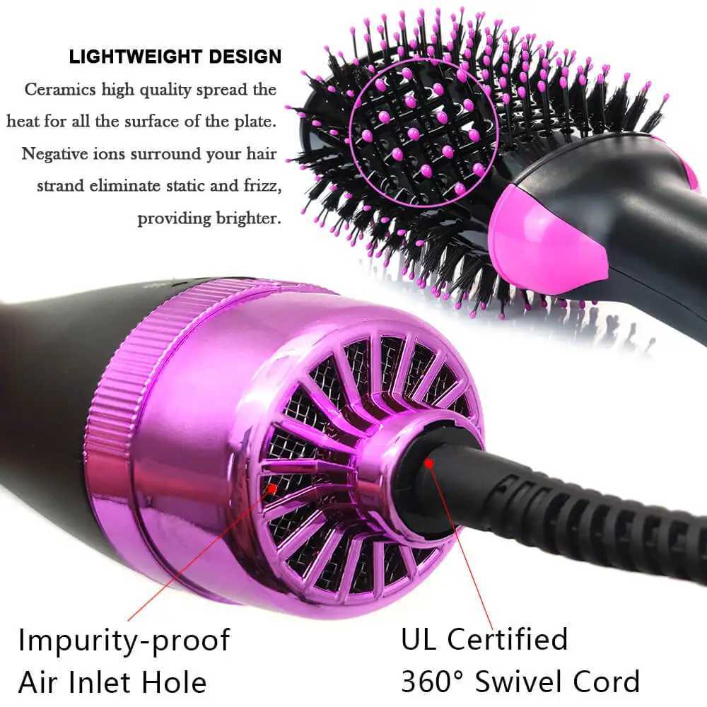 Suszarki do włosów gospodarstwo domowe 4 w 1 Curler One Step Hair Volumizer Salon Suszarka Styler Gorące ogrzewanie powietrza prostownica pędzel ujemny generator jonów 240329