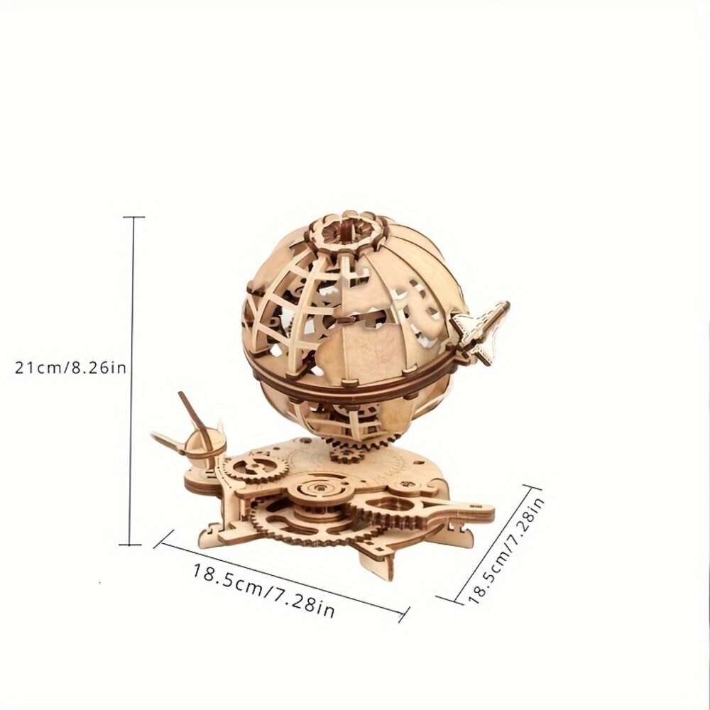Modèle rotatif de globe en bois 3D pour adultes, reproduction physique dynamique de la terre, rotation des satellites artificiels, combinaison amusante et artistique, anniversaire