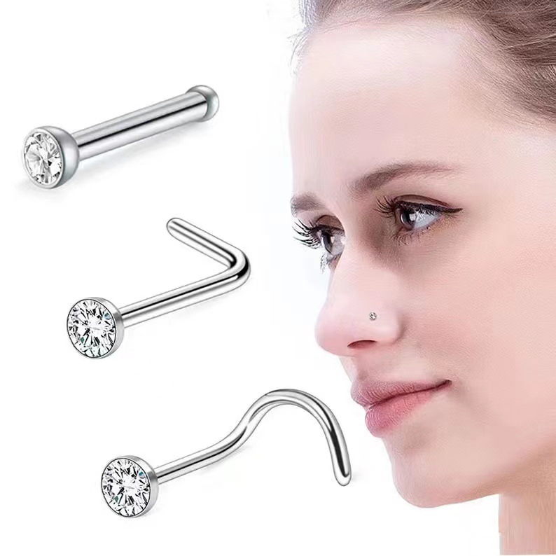 50 Stück Nasenstecker für Frauen, Edelstahl Nasenloch Ohrstecker Schrauben Nasenring Hoop Nasenpiering Schmuck Herz Nasenstecker