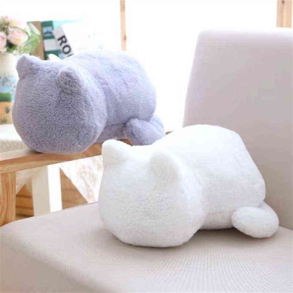 Peluche chat coussins oreiller mignon dessin animé forme dos ombre Kawaii rempli animaux jouets maison Textile enfants cadeau de noël 211203214k