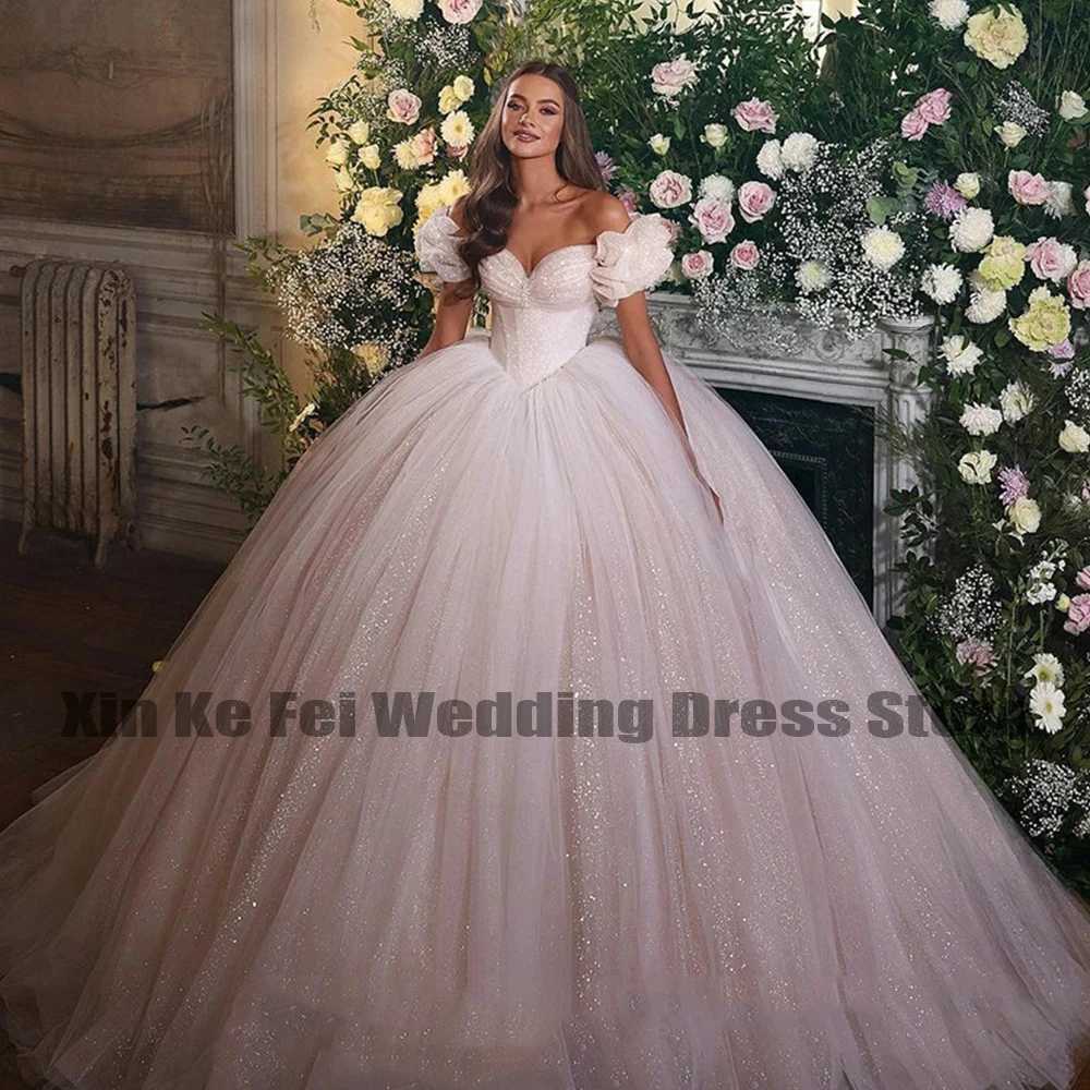 Urban Sexy sukienki 2023 Luxury Bohemian Princess Wedding Shiny Women Sweetheart A-Line Tiul Suknie ślubne szatę de Marie Vestidos YQ240329