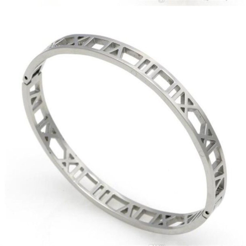 Mode-sieraden Zilver Roestvrij Stalen Beugel Romeinse Armband Sieraden Rose Gouden Armbanden Armbanden Voor Vrouwen Mode Liefde Bracelet221a