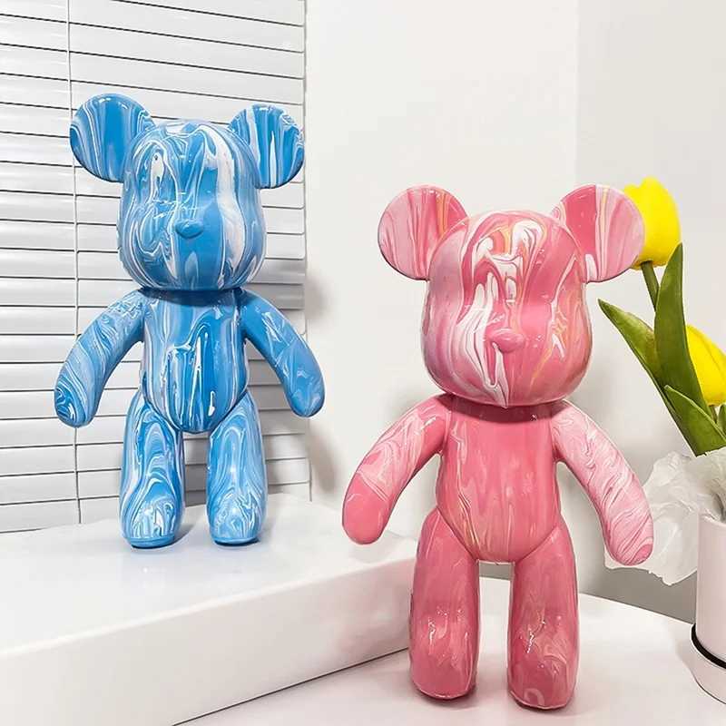 Novidade Itens DIY Escultura de Urso Fluido Feito à Mão DIY Graffiti Urso Escultura de Tijolo Feito à Mão Pai Infantil Brinquedo Pintura Fluida Escultura de Urso ViolentoL2403