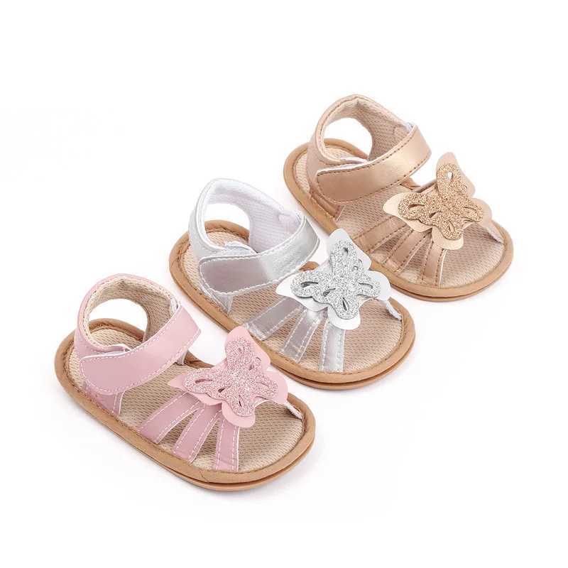 Sandales infantile bébé fille Sandales enfant en bas âge chaussures d'été nouveau-né Bebes semelle en caoutchouc souple chaussures pour 1 an mignon papillon Sandalen cadeaux 240329