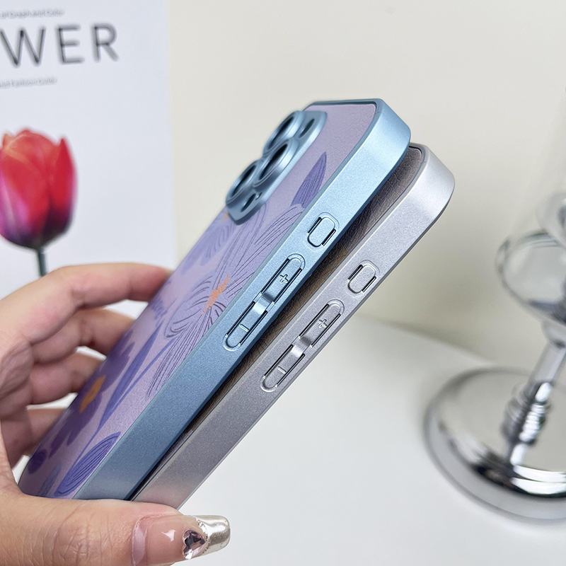 Moda Yağlı Boya Çiçek PU Deri Kılıflar için iPhone 15 Pro Max 14 Plus 13 12 11 iPhone15 Lüks Şık Çiçek Sert Plastik Pc Yumuşak TPU İnce Delik Telefon Arka Kapak