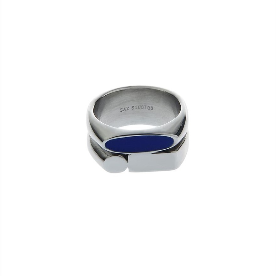 Bague irrégulière Double couche bleue de Style coréen pour hommes, bijoux en acier titane et acier, haut de gamme, Niche minimaliste, haute rue, 2022ss, 2378