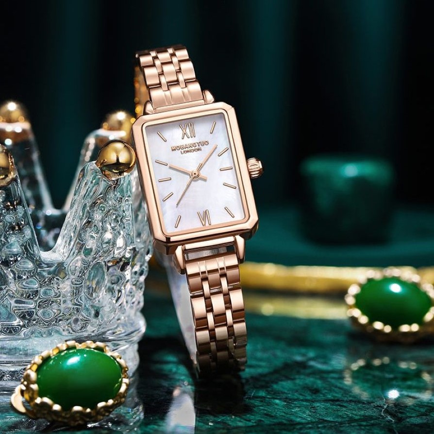 Moda kobiety kwarcowe zegarek retro kwadrat francuski mały dysk ze stali nierdzewnej złoty pasek na nadgarstek zegarek dla damskich zegarków na wif292y