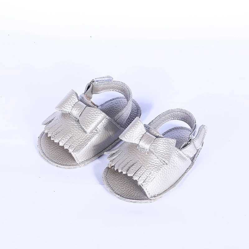 Sandalen Babysandalen van echt leer Zachte zool Babymocassins met strik Babymeisjesschoenen Babyschoenen 240329