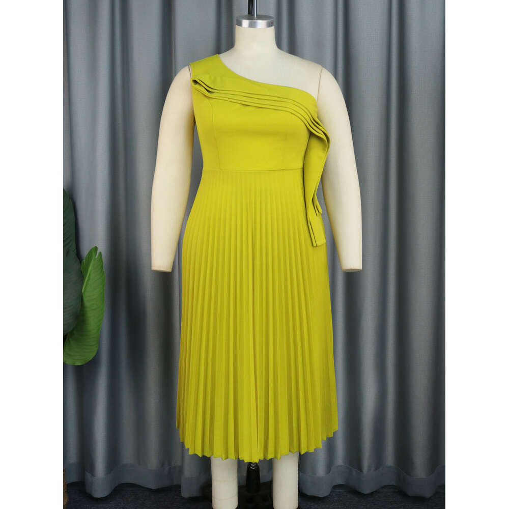 Am030530 Summer New Shoulder, Single Sleeve, Pleated Skirt, Layered Sensory, Work Style, Casual Dress 703721