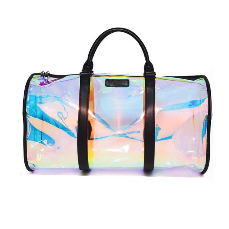 Colorful Shiny Luggage Bag Transparent Sports Fitness Bag for Men and Women Short Distance Business Travel Bag Large Capacity 230209