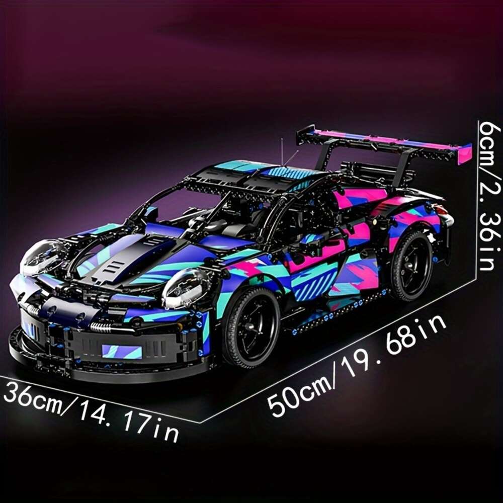 1580+pcs Cyberpunk Cool Racing Building Blocks Decoration, Medium Difficult 3D Assembly Car Collection Model, DIY Fun Festival Gift/birthday Easter Gift