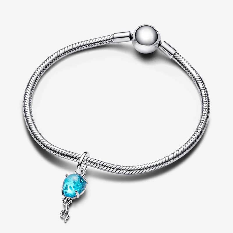 Partihandel blå ballong dingle charm pandoras 925 sterling silver lyxig charm set armband gör charms designer halsband hänge original låda toppkvalitet