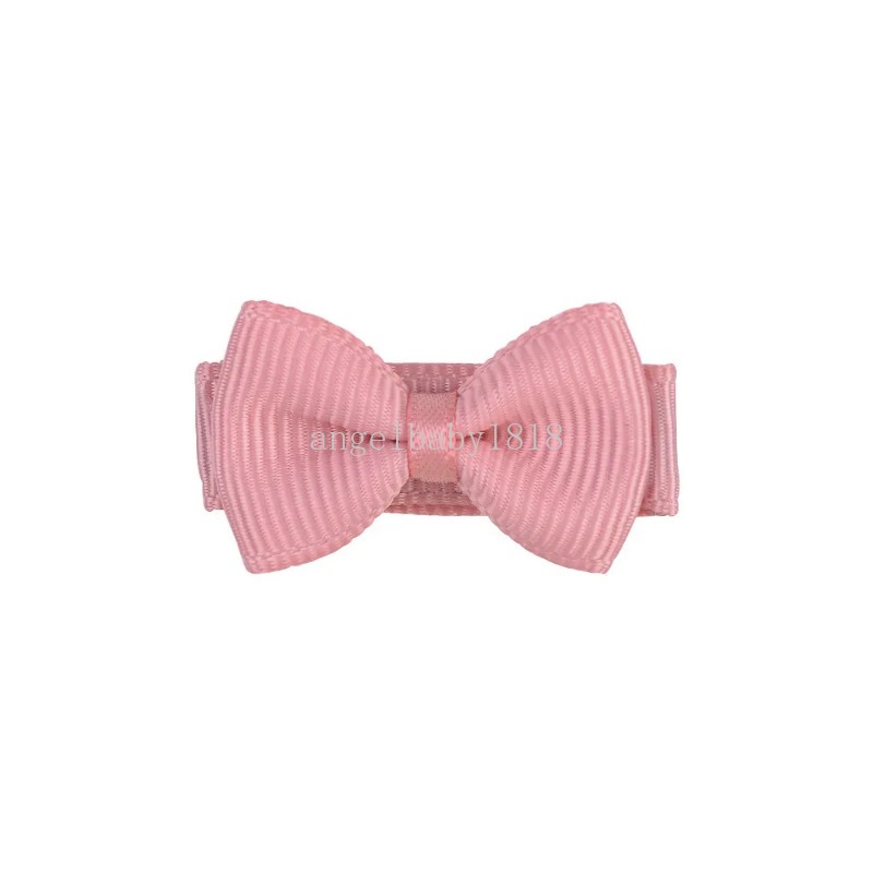 Baby Girls Small Bow Hairpins Solid Grosgrain Ribbon Bows Hairgrips Kids Infant Whole Wrapped Safety Hair Clips Accessories Solid Colors Clipper