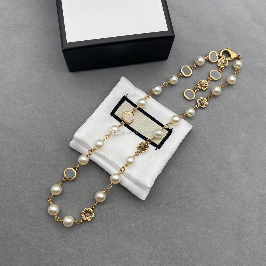 Шикарные цветочные ожерелья с буквами, дизайнерское жемчужное ожерелье, женские цветочные цепочки с подвесками, ожерелья251D