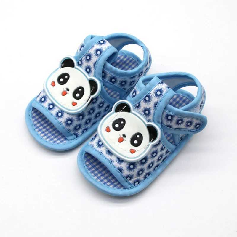 Sandales Chaussures d'été pour bébé, jolies sandales entièrement imprimées avec motif de Panda mignon, décor pour nouveau-né, semelle souple en coton, antidérapantes, pour les premiers pas 240329