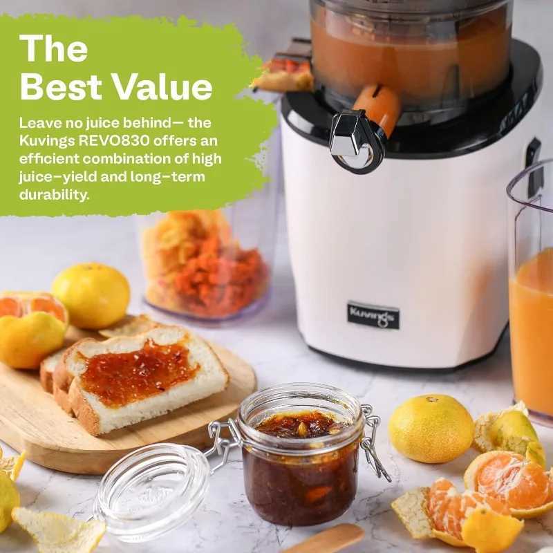 Juicers Kuvings fully automatic slow juicer REVO830W cold juicer ultra wide 88mm and 48mm food trough quiet and strong motorL2403