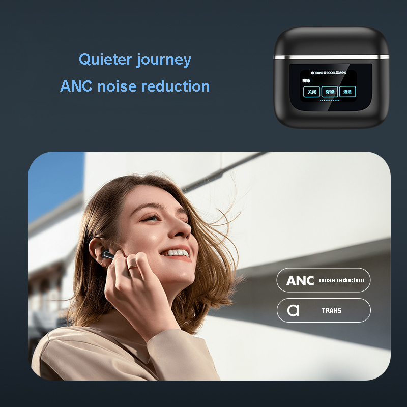 Yüksek kaliteli V8 ANC TWS kulaklıklar LED tam renkli dokunmatik ekran Bluetooth kulaklıklar ANC ACTIC GARIM İPTALLE