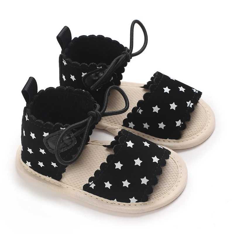 Sandaler baby flickor Nya wavelet-punkt Sandaler Summer Soft Sole Plat Princess Dress Shoes Spädbarn Non-Slip First Walkers Footwear 0-18m 240329