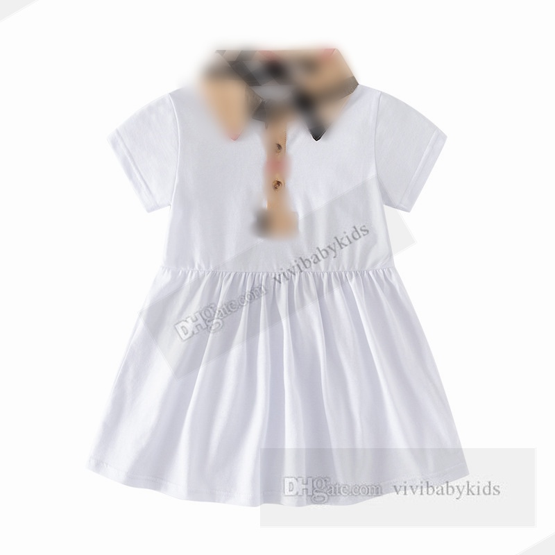 Designer kleine Mädchen karierte Kleider Sommer Kleinkind Kinder Revers Kurzarm Prinzessin Kleid Adrette Kinder Baumwollkleidung Z7405