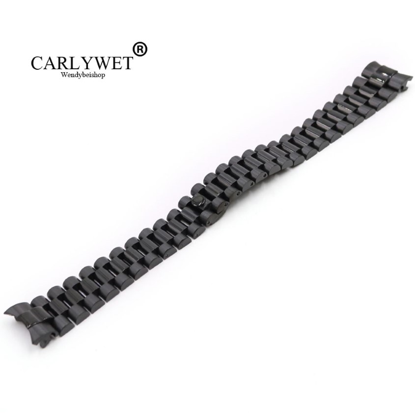CARLYWET 316L Armbanduhrenarmband für President, Edelstahl, massiv, gebogenes Ende, Schraubverbindungen, Ersatz264S