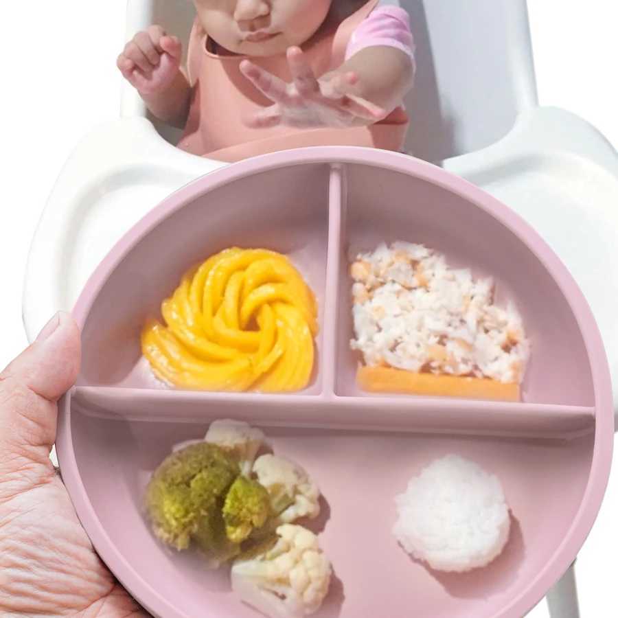 Tazas Platos Utensilios Lindo Color Puro Destete Vajilla para niños Alimentación Plato de succión Tazón de entrenamiento Aparato de comedor Accesorios para bebés de grado alimenticio 240329