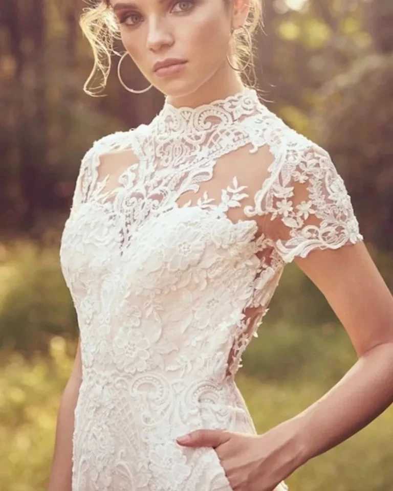 Urban Sexy sukienki Elegancki kombinezon ślub dla kobiet 2024 Aplikacja koronkowa Krótkie rękawe O Neck Vestidos de novia Illusion Back Bridal suknie YQ240329