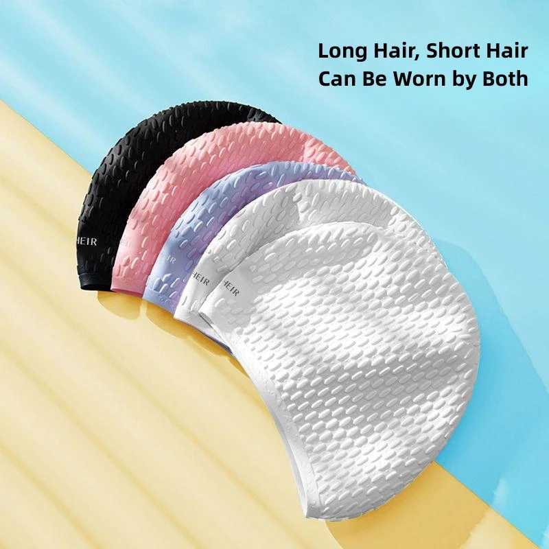 Шапочки для плавания Увеличенная версия Силиконовая шапочка для плавания Женская водонепроницаемая не удушающая защита ушей для длинных волос для мужчин и женщин Универсальная 240328