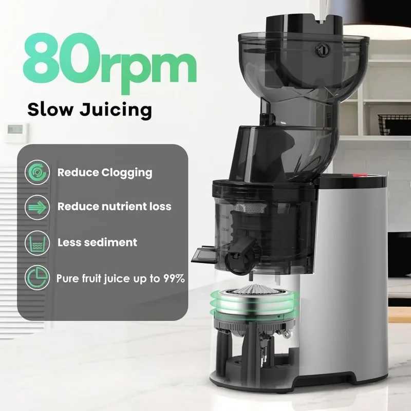 Juicers Mastic Juicer 3,5-tums 88mm Strong Slow Press Juicer med stor foder Chute Electric Mastic Juicerl2403