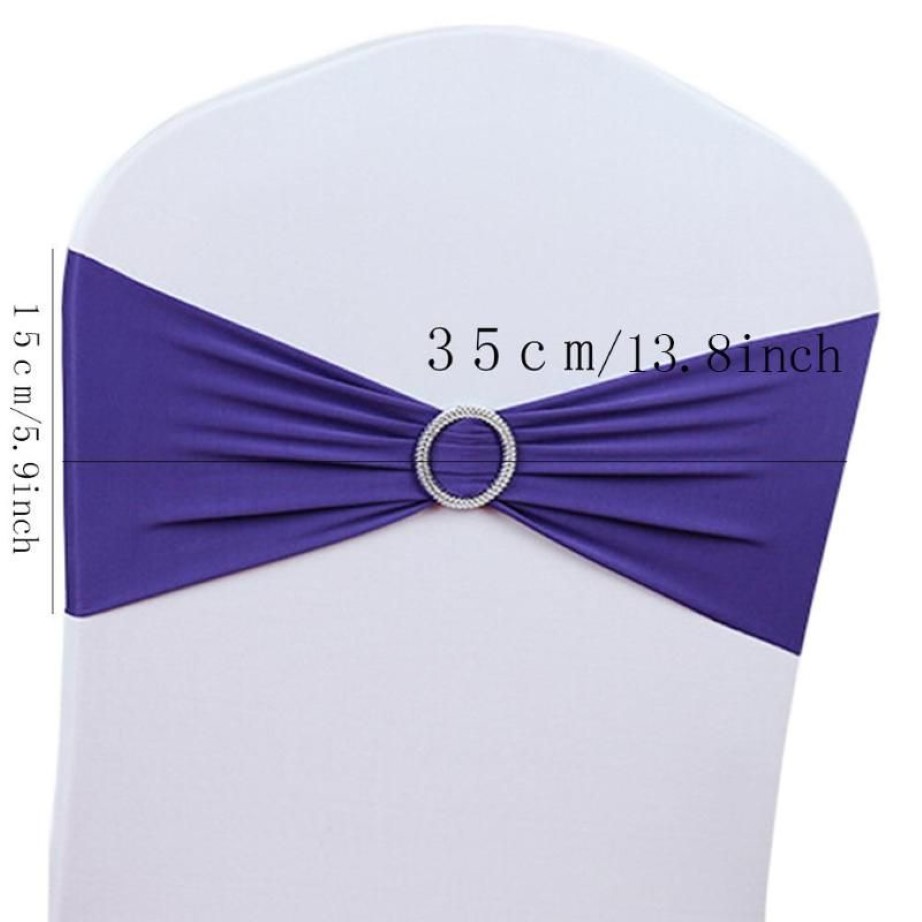 Ceintures / Spandex Lycra Chaise de mariage Couverture Sash Bands Party Anniversaire Décoration303L