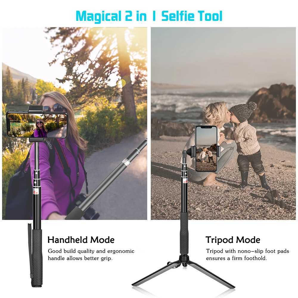 Selfie monopodes SH 90/150cm bâton de Selfie réglable avec Bluetooth sans fil et pince de téléphone pour Smartphone Photo en direct Youtube extérieur 24329