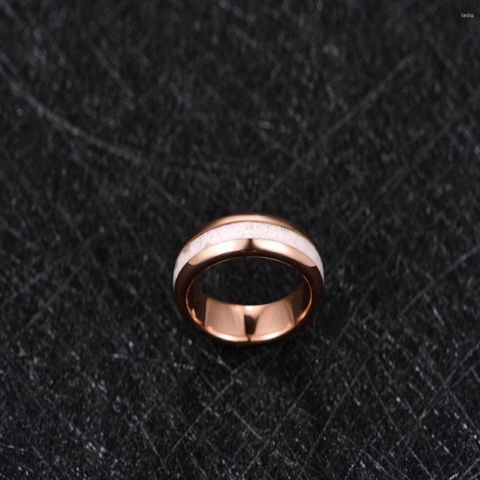 Eheringe Nuncad 4 mm weißer Marmor, elektrisches Roségold, Wolframstahl-Ring, Schmuck, 299 V