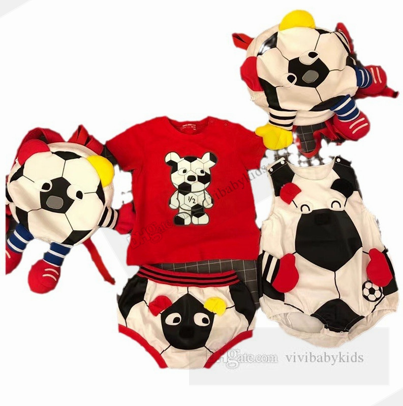 Summer Toddler Kids Clothes Set Little Girls Cartoon Dog Printed Short Sleeve T-Shirts Cartoon Football Shorts 2st Baby Designer Outfits Z7418