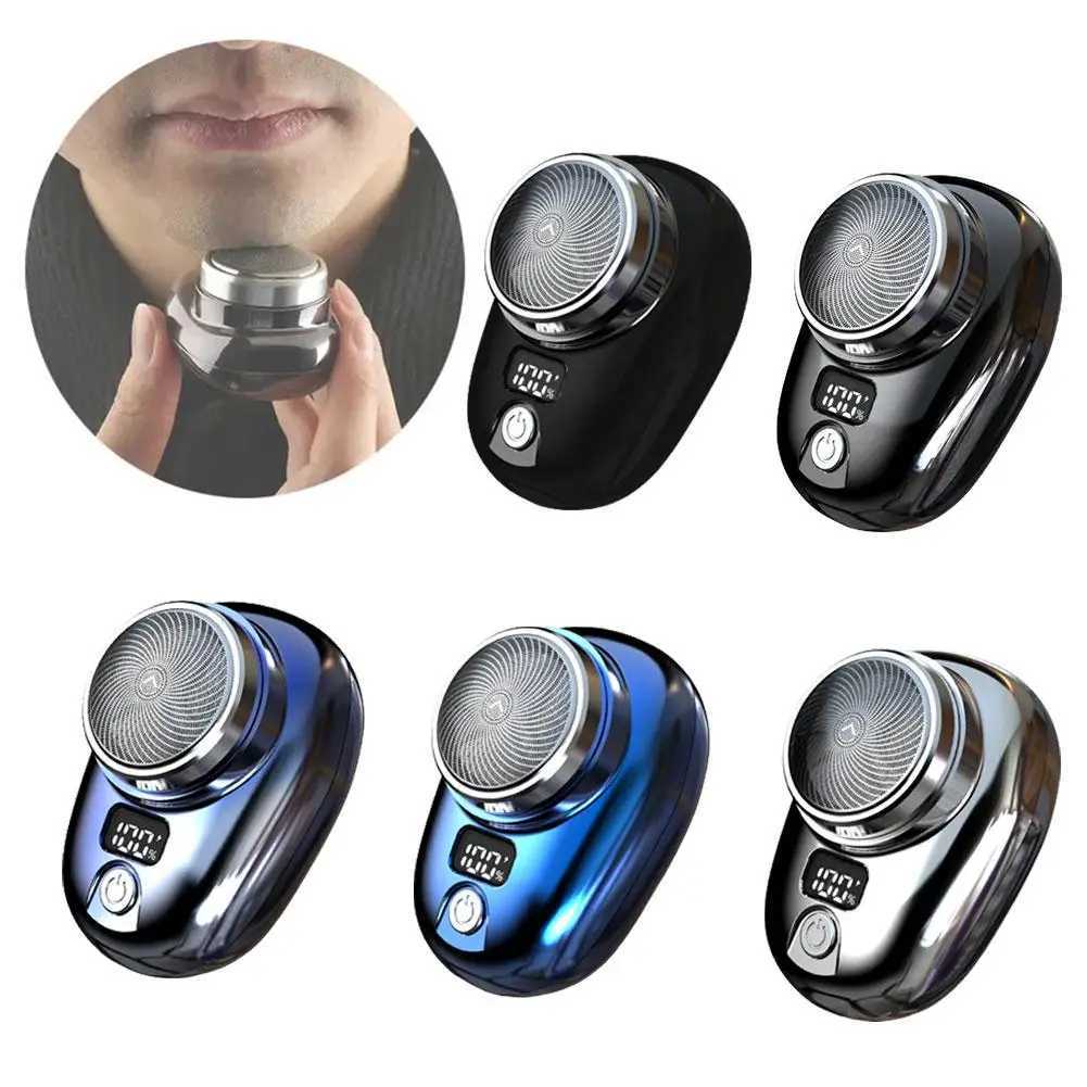 Rasoirs électriques Mini rasoir électrique pour hommes rasage monté sur véhicule avec affichage numérique rasoir de poche de voyage sans fil tondeuse à barbe visage 240329